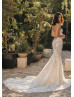 Sweetheart Neck Ivory Lace Wedding Dress With Long Train